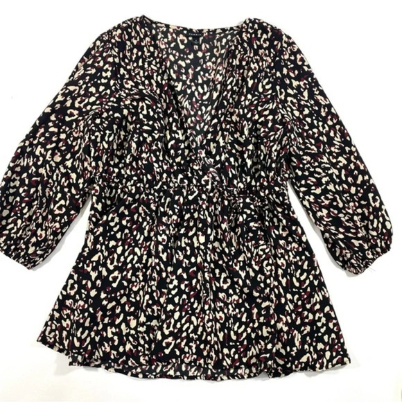 Torrid Leopard Georgette Blouse Red Black - Picture 1 of 9